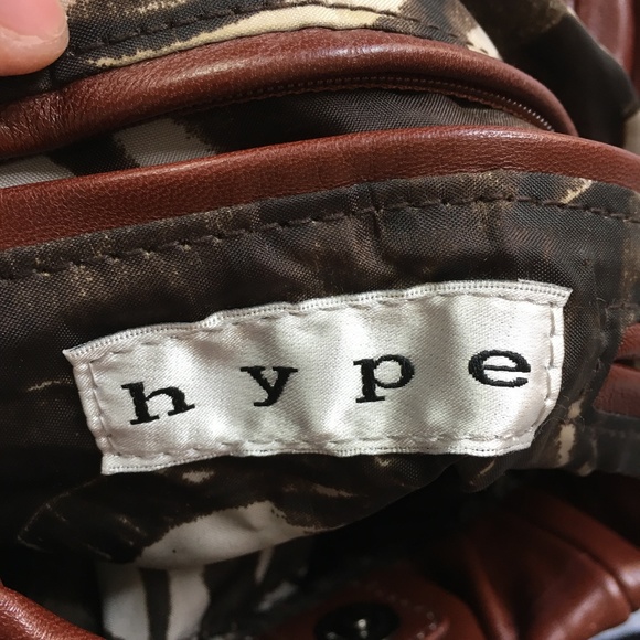 Hype Brand Large soft REAL leather cognac colored Handbag NWT - Picture 5 of 6